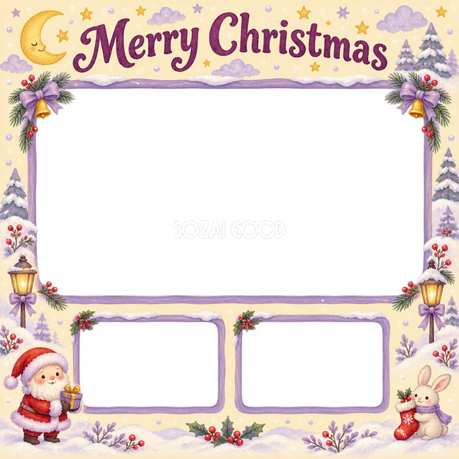 サンタとうさぎの靴下のクリスマス枠 サンタとうさぎの靴下のクリスマス枠