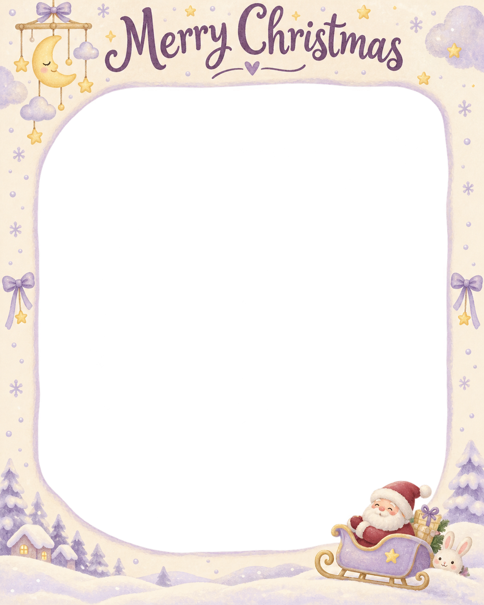 月と星のモビールの赤ちゃんの初めてのクリスマス写真フレーム｜おやすみ絵本・無料イラスト 99814に写真・文字を入れる