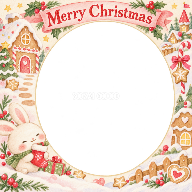 うさぎと小さな靴下のクリスマス枠