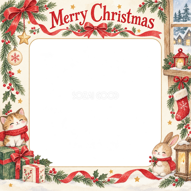 暖かな窓辺のクリスマス枠