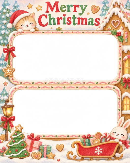 赤いそりのクリスマス枠 赤いそりのクリスマス枠