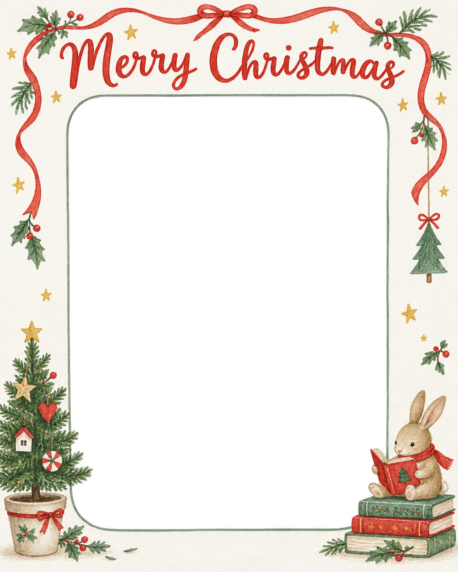 小さなクリスマスツリーの家族・兄弟姉妹のクリスマス写真フレーム｜暖炉のあるお部屋・無料イラスト 99892に写真・文字を入れる