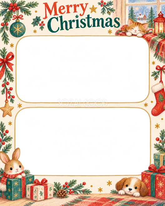 暖かな窓辺のクリスマス枠
