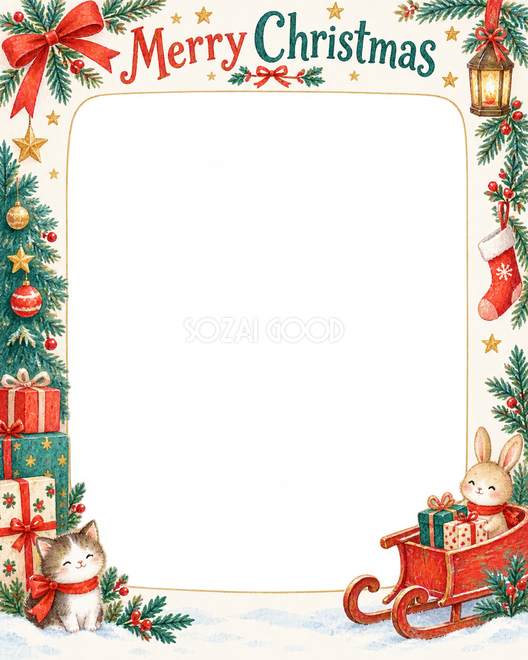 赤いそりのクリスマス枠 赤いそりのクリスマス枠