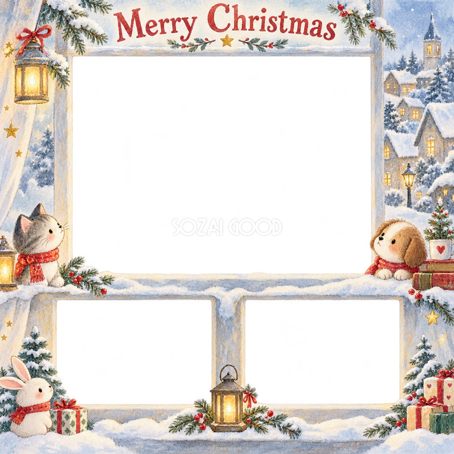 暖かな窓辺のクリスマス枠