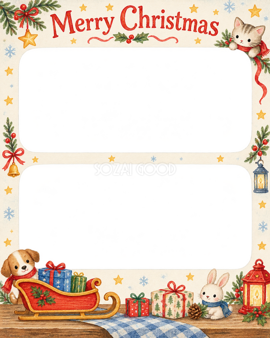 赤いそりのクリスマス枠