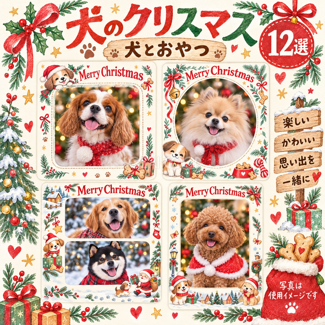 犬とおやつのクリスマス写真フレーム12選 犬とおやつのクリスマス写真フレーム12選