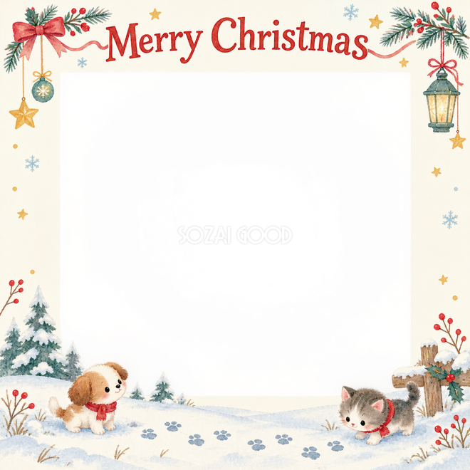 雪の足あとのクリスマス枠 雪の足あとのクリスマス枠