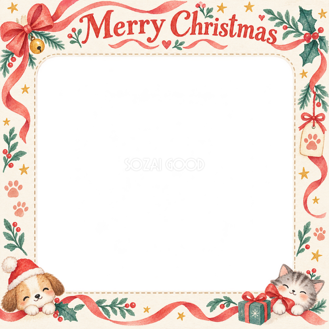 肉球とリボンのクリスマス枠 肉球とリボンのクリスマス枠