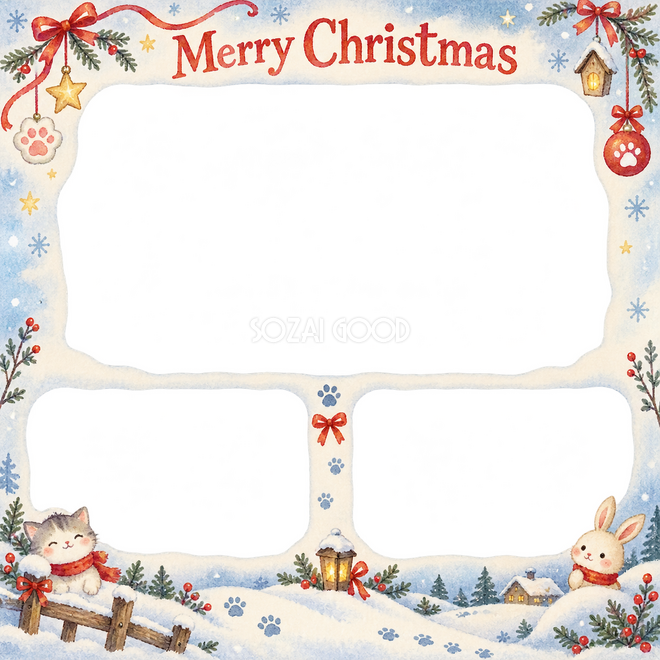 肉球とリボンのクリスマス枠