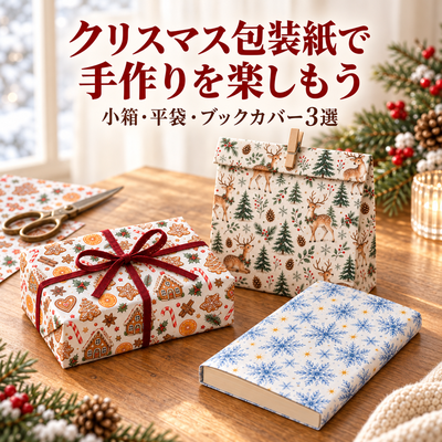 クリスマス包装紙を無料で印刷｜小箱・平袋・ブックカバーの作り方3選