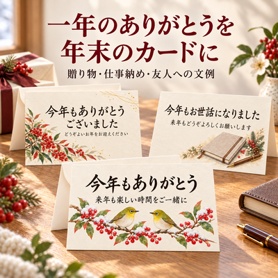年末の挨拶カードを無料で｜贈り物・仕事納め・友人へ伝えるお礼の文例3選