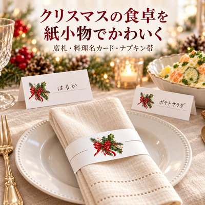 クリスマスの席札を無料で手作り｜料理名カード・ナプキン帯も印刷して楽しむ3つのアイデア