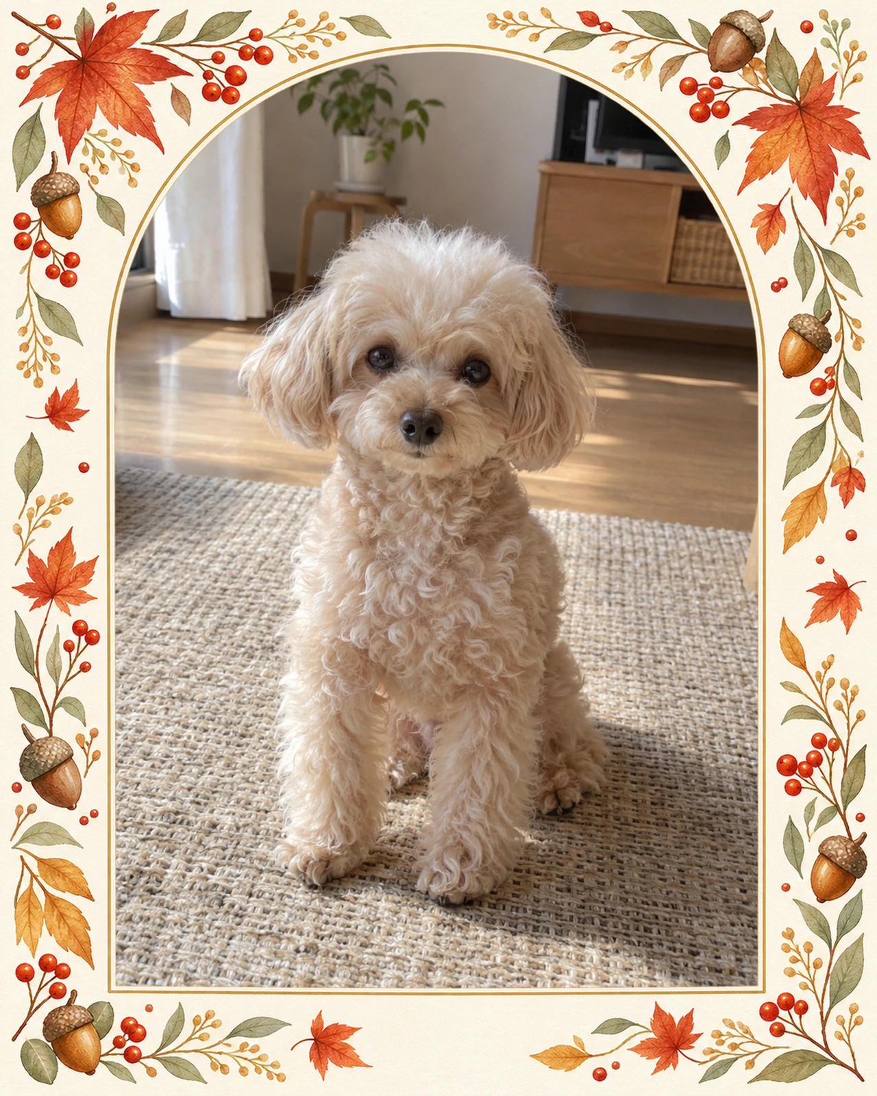 犬・猫の写真を無料フレームに入れた完成見本