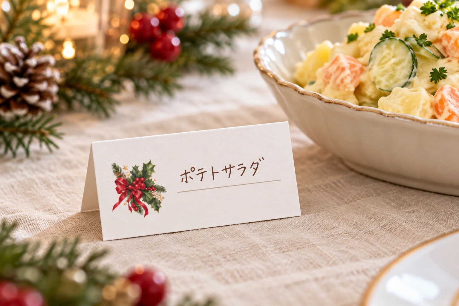 料理名カード6枚分の完成使用例