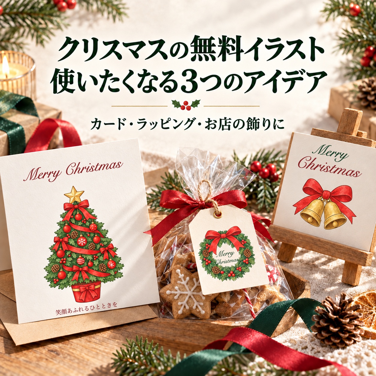 文字入りクリスマスカードの完成イメージ