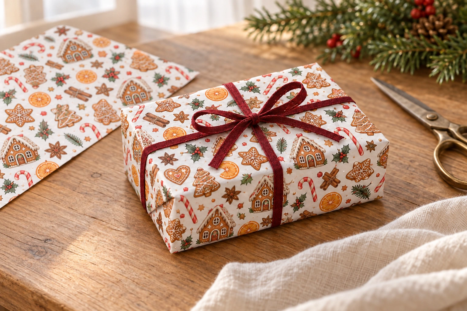 小さな箱を、お菓子柄でクリスマスギフトにの完成使用例