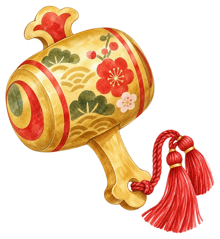 打ち出の小槌の水彩イラスト
