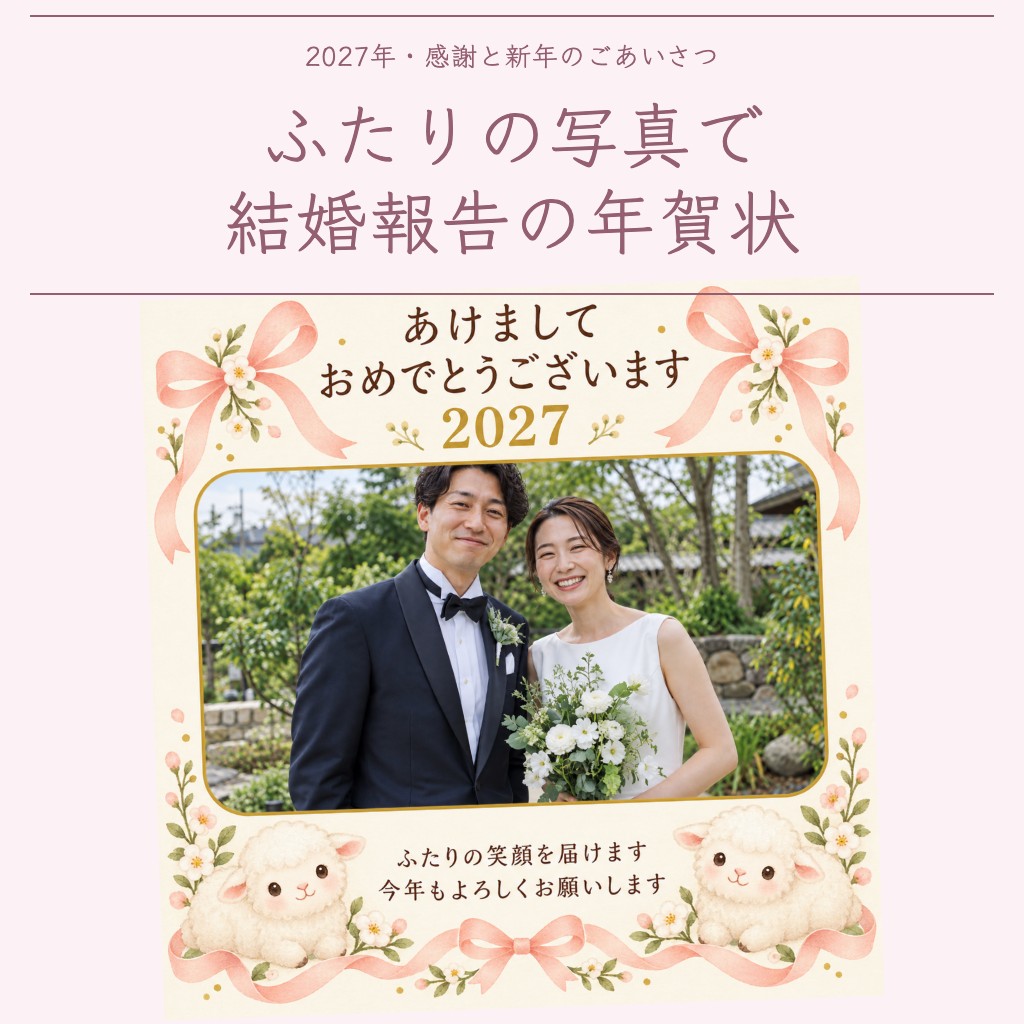 結婚報告の写真年賀状を無料で作る｜2027年に届けるふたりの挨拶と文例