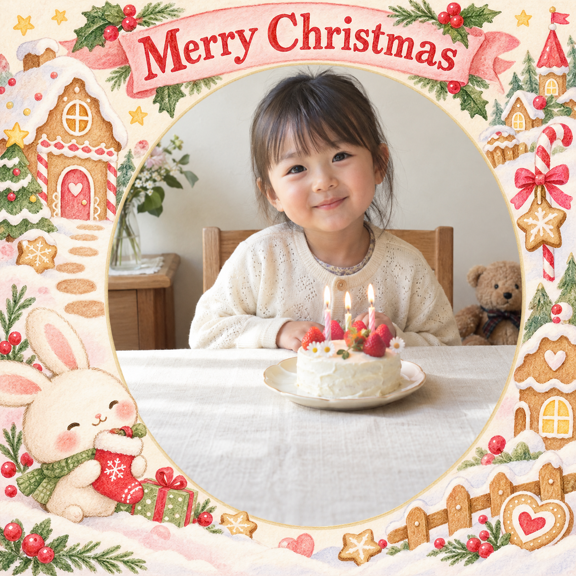 笑顔を届けるクリスマスカードの完成例
